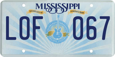MS license plate LOF067
