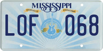 MS license plate LOF068