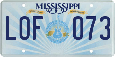MS license plate LOF073
