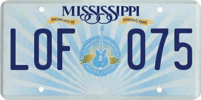 MS license plate LOF075