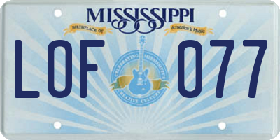 MS license plate LOF077