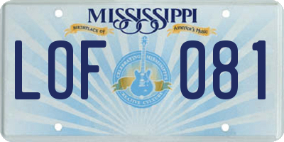 MS license plate LOF081