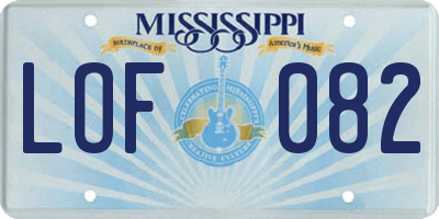 MS license plate LOF082