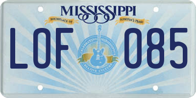 MS license plate LOF085