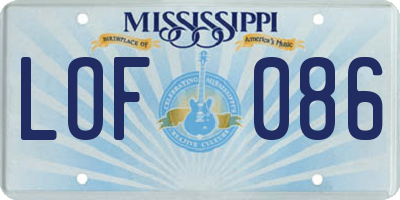 MS license plate LOF086