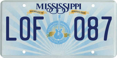 MS license plate LOF087