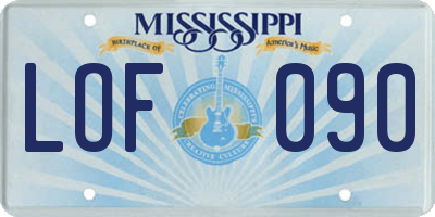 MS license plate LOF090