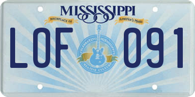 MS license plate LOF091