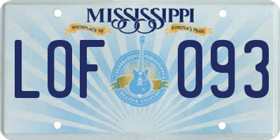 MS license plate LOF093