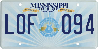 MS license plate LOF094