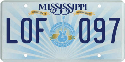 MS license plate LOF097