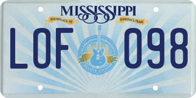 MS license plate LOF098