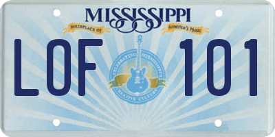 MS license plate LOF101