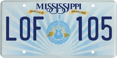 MS license plate LOF105