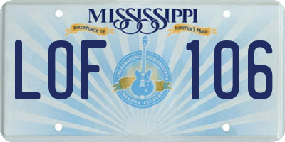 MS license plate LOF106