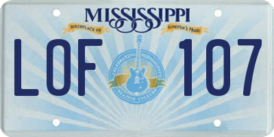 MS license plate LOF107