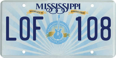 MS license plate LOF108
