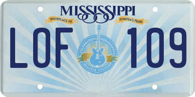 MS license plate LOF109