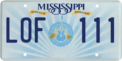 MS license plate LOF111
