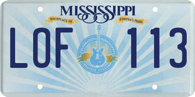 MS license plate LOF113