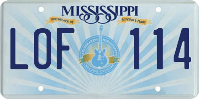 MS license plate LOF114