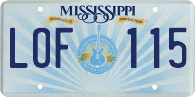 MS license plate LOF115