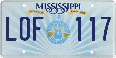 MS license plate LOF117