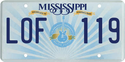 MS license plate LOF119