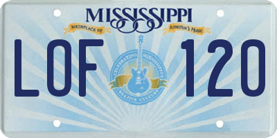 MS license plate LOF120