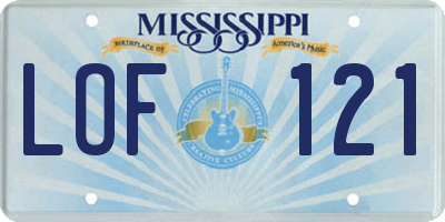 MS license plate LOF121