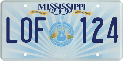 MS license plate LOF124