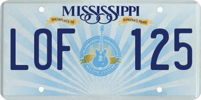 MS license plate LOF125