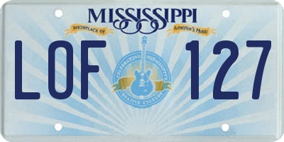 MS license plate LOF127