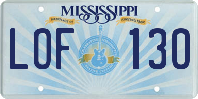 MS license plate LOF130