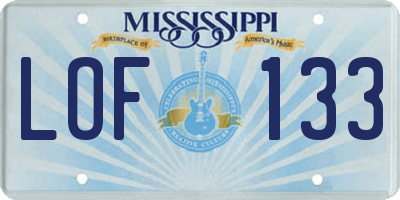 MS license plate LOF133