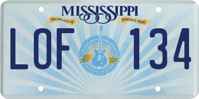 MS license plate LOF134