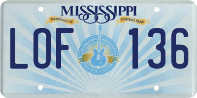 MS license plate LOF136