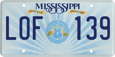 MS license plate LOF139