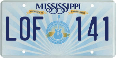 MS license plate LOF141