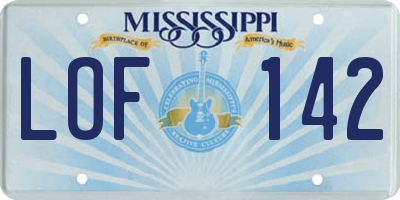 MS license plate LOF142