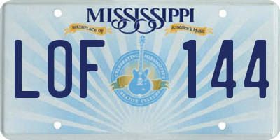 MS license plate LOF144