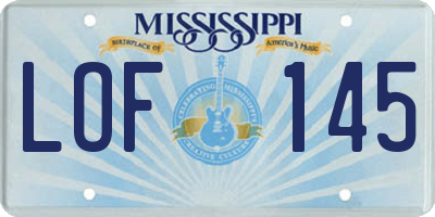 MS license plate LOF145