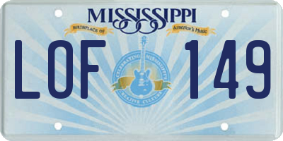 MS license plate LOF149
