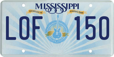 MS license plate LOF150