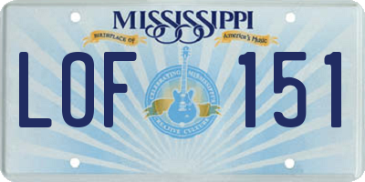 MS license plate LOF151
