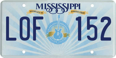 MS license plate LOF152