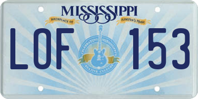 MS license plate LOF153