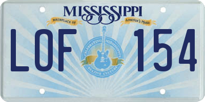 MS license plate LOF154