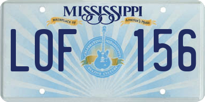 MS license plate LOF156