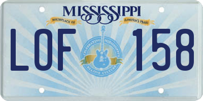 MS license plate LOF158